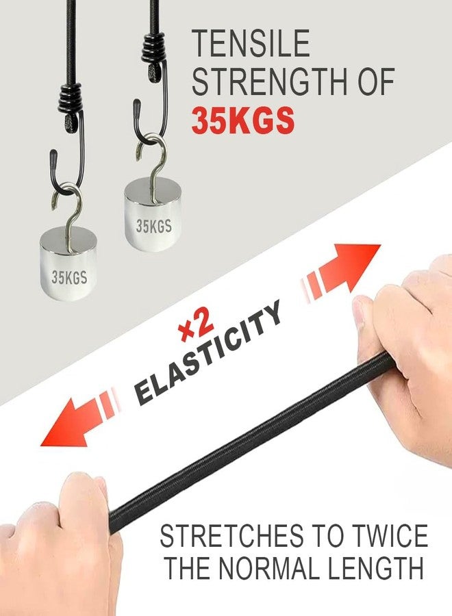 Serplex مجموعة سيربلكس® من 4 حبال مطاطية متينة بطول 24 بوصة، مناسبة للاستخدام الخارجي، مزودة بخطاف مزدوج في الطرفين، حبل مطاطي متعدد الاستخدامات للأمتعة والتخييم والترتيب. - Image 4